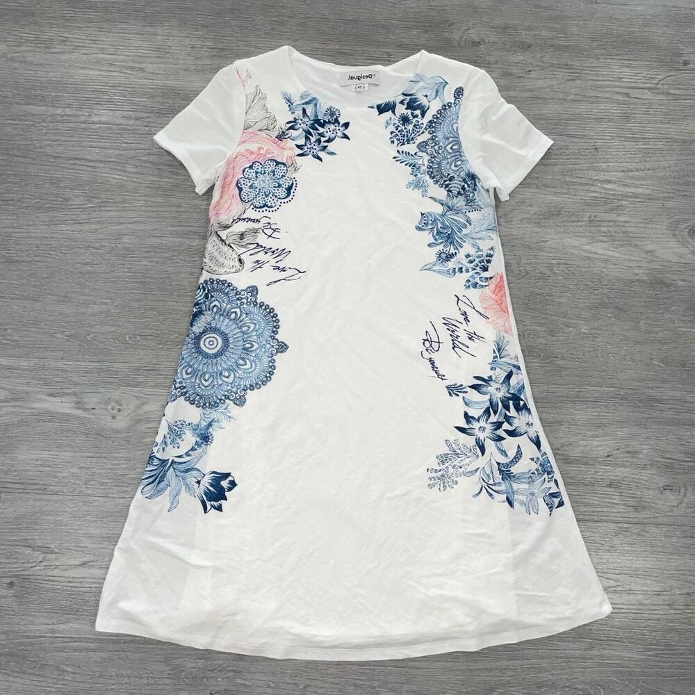 Desigual Charlotte Casual Dress Women’s XS Floral Shirt Short Sleeve Round Neck